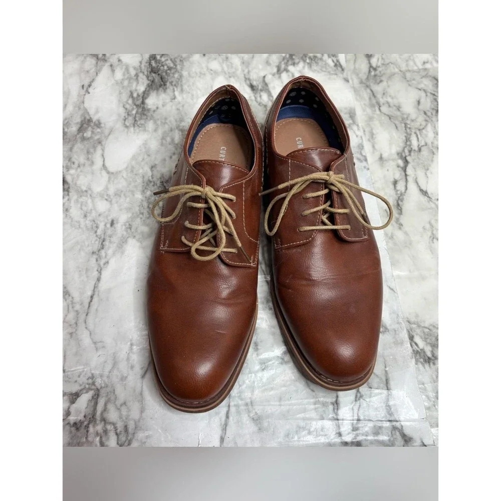 Curt & Larson Men's Brown faux Leather Derby Shoes  Lace-Up Comfort size 10.5